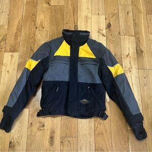 Cabela's gray yellow Outdoor Jacket dry moto style